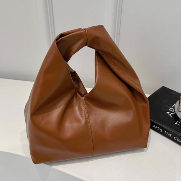 Women's Ruched Hobo Handbag,Mini Soft Leather Cloud Shaped Pleated Evening Clutc - Picture 8 of 8